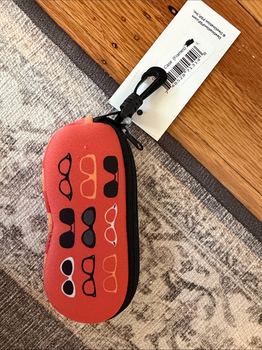Kids Sunglasses Case - Red Printed Design with Clip